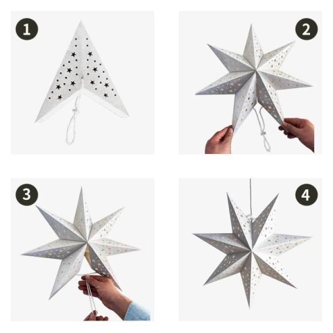 GWIAZDA PAPIEROWA ŚWIĄTECZNA AŻUROWA biała 35 cm WITRAŻ 3D WG02