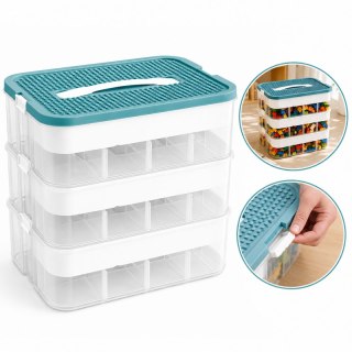 Organizer, pojemnik, sorter na klocki, 3 piętrowy z tacą do układania 31x30x22cm CB82