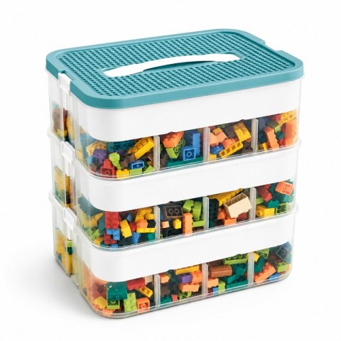 Organizer, pojemnik, sorter na klocki, 3 piętrowy z tacą do układania 31x30x22cm CB82