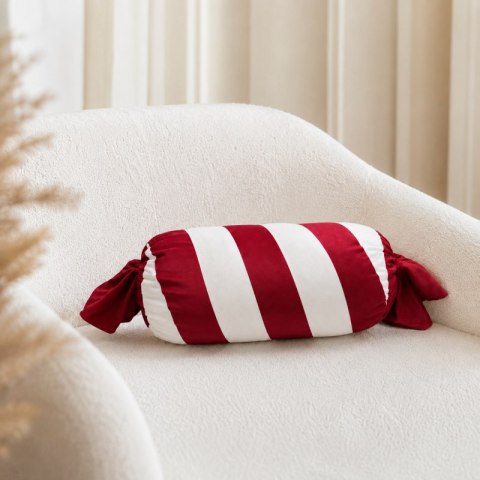 Poduszka w kształcie Świątecznego Cukierka, biało czerwona, piękna welurowa 60cm PDS29