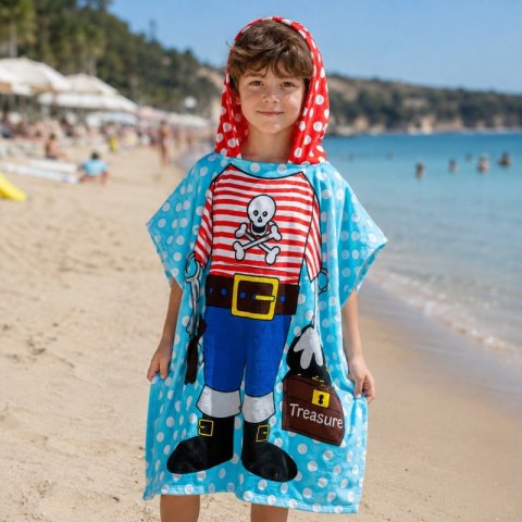 Ręcznik kąpielowy plażowy, na basen peleryna dziecięca, PIRAT PEL01WZ1