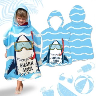 Ręcznik kąpielowy plażowy, na basen peleryna dziecięca SHARK AREA 60 x 60cm PEL02WZ3
