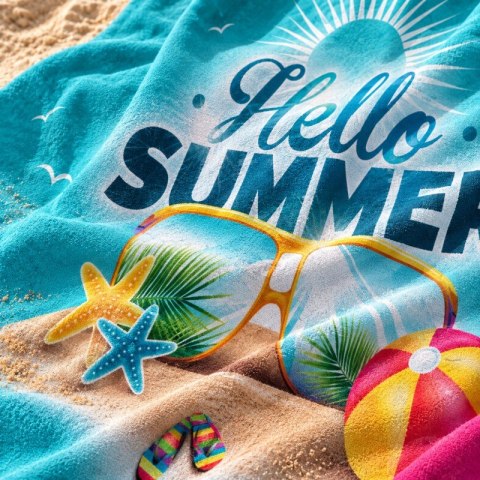 Ręcznik plażowy, na basen turkusowy HELLO SUMMER 150x70 REC54WZ5