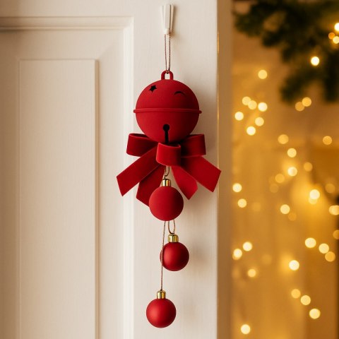 Zawieszka na choinkę, drzwi, dzwoneczek z kokardą i bombkami, 1 sztuka 34cm WOZ49