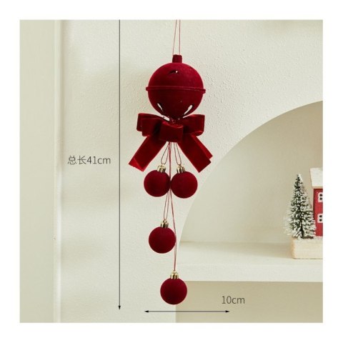 Zawieszka na choinkę, drzwi, dzwoneczek z kokardą i bombkami, 1 sztuka 34cm WOZ49