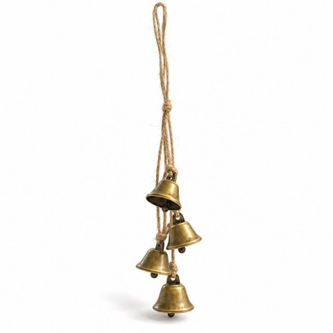 Świąteczna dekoracja - metalowe 4 dzwonki, dzwoneczki na sznurku 40cm- WOZ51