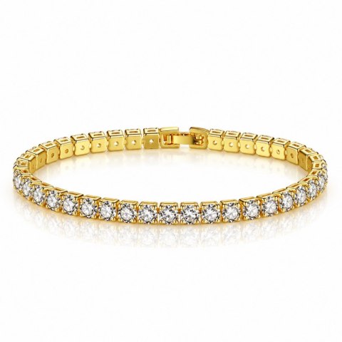 Bransoletka na rękę stal chirurgiczna pozłacana 14k złotem, tenisowa cyrkonie 4mm białe BST1804
