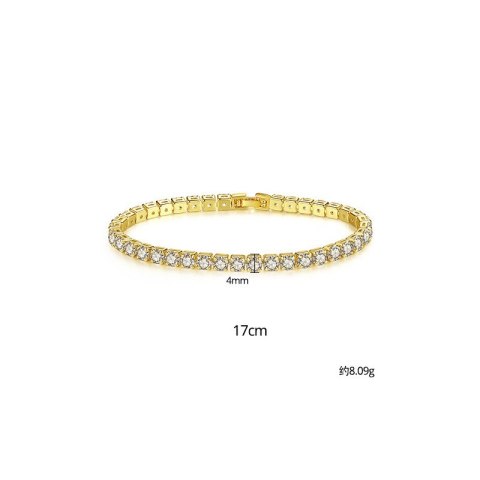 Bransoletka na rękę stal chirurgiczna pozłacana 14k złotem, tenisowa cyrkonie 4mm białe BST1804