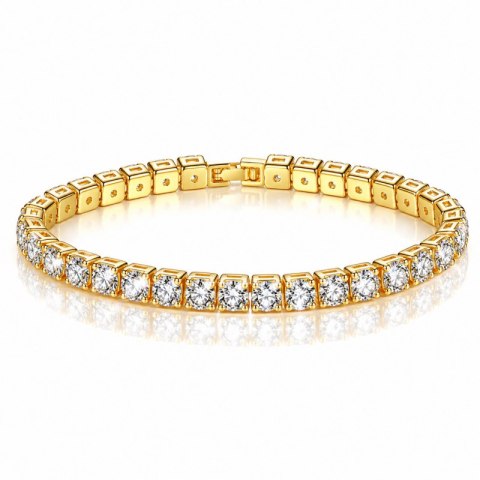 Bransoletka na rękę stal chirurgiczna pozłacana 14k złotem, tenisowa cyrkonie 5mm białe BST1805