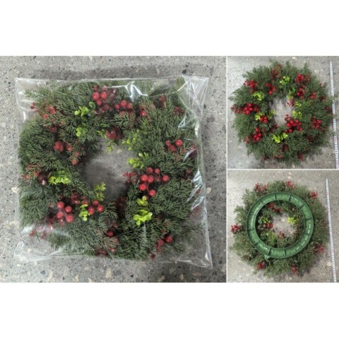 Girlanda wieniec ozdoba na drzwi stroik 35cm choinka, czerwona jarzębina WSN35