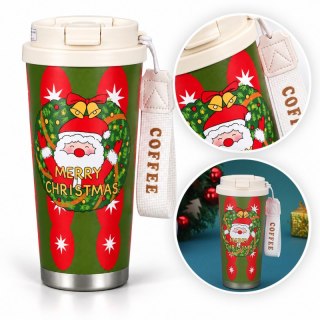 Świąteczny kubek termiczny 550ml z uchwytem i ustnikiem, MERRY CHRISTMAS CUP33
