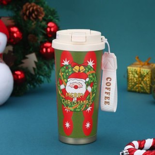 Świąteczny kubek termiczny 550ml z uchwytem i ustnikiem, MERRY CHRISTMAS CUP33