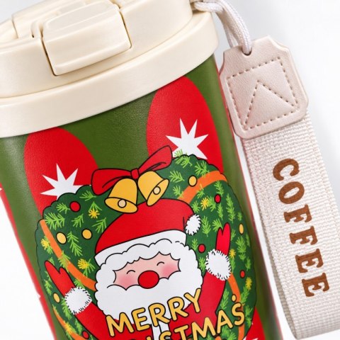 Świąteczny kubek termiczny 550ml z uchwytem i ustnikiem, MERRY CHRISTMAS CUP33
