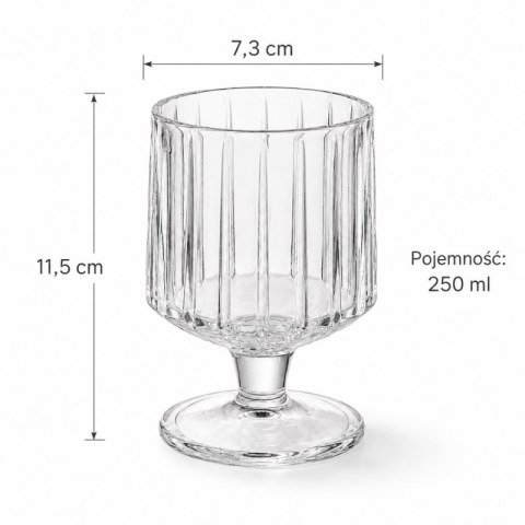 Zestaw 6 szt szklanek ryflowanych na nóżce do deserów, drinków 250ml SZK226ZESTAW6