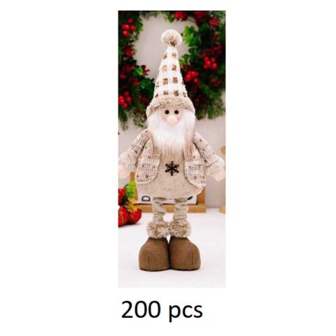 Figurka Mikołaja świąteczna, teleskopowe nogi, dziadek mróz 60cm Z PLUSZU KSN211