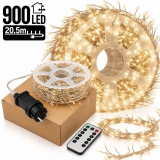 Zewnętrzne/wewnętrzne lampki choinkowe ryż 900 LED 20,5m, barwa ciepłe białe do dekoracji LAMP47