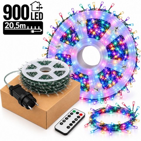 Zewnętrzne/wewnętrzne lampki choinkowe ryż 900 LED 20,5m, barwa multikolor LAMP68