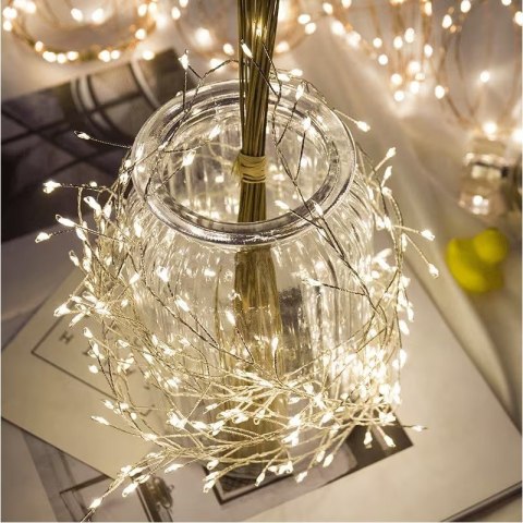 Zewnętrzne/wewnętrzne lampki choinkowe ryż 900 LED 20,5m, barwa zimna białe do dekoracji LAMP67