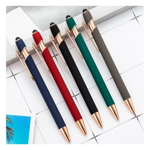 Długopis metalowy, tusz czarny, touch pen soft touch czerń DL01