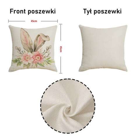 Lniana poszewka na poduszkę 45 x 45 cm motyw wiosenny KRÓLICZEK POD227