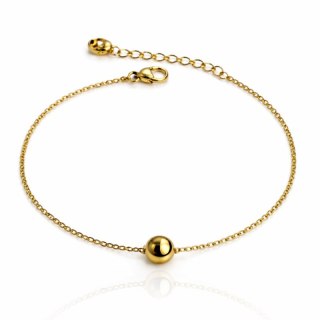 Bransoletka na rękę stal chirurgiczna pozłacana 14k złotem, Kuleczka BST1741