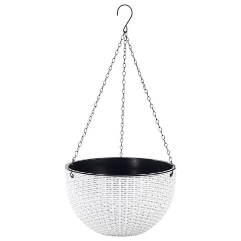 Doniczka wisząca biała duża Rattan Design 26 cm ROS10B