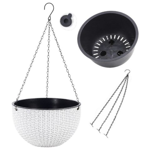 Doniczka wisząca biała duża Rattan Design 26 cm ROS10B