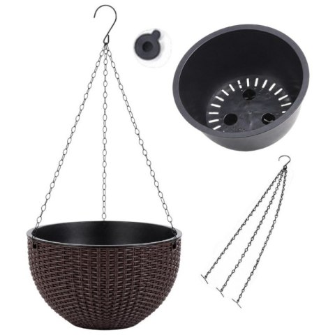 Doniczka wisząca brązowa duża Rattan Design 26 cm ROS10BR