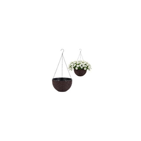 Doniczka wisząca brązowa duża Rattan Design 26 cm ROS10BR