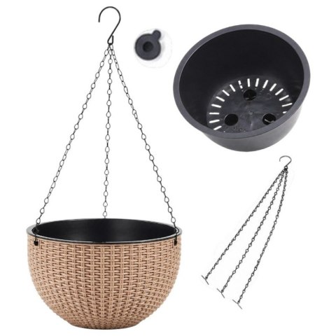 Doniczka wisząca kremowa duża Rattan Design 26 cm ROS10K
