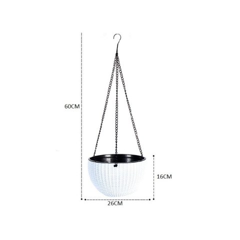 Doniczka wisząca kremowa duża Rattan Design 26 cm ROS10K