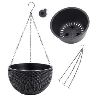 Doniczka wisząca szara duża Rattan Design 26 cm ROS10GRAF