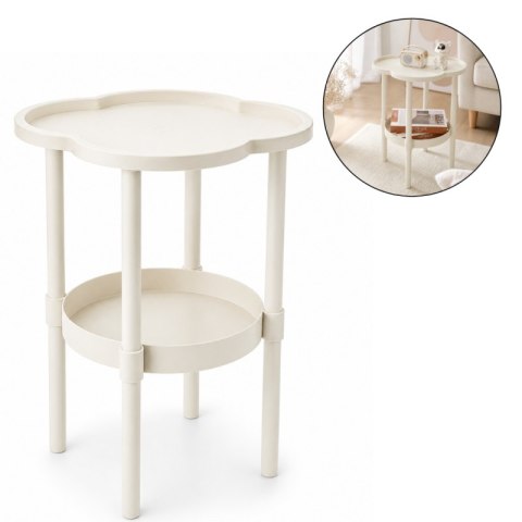 Mobilny stolik kawowy w kształcie koniczyny biały 37x37x46cm STL27B