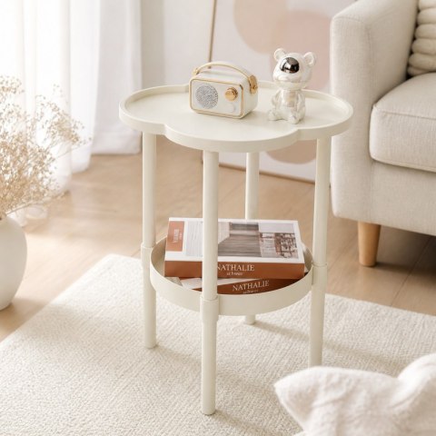 Mobilny stolik kawowy w kształcie koniczyny biały 37x37x46cm STL27B