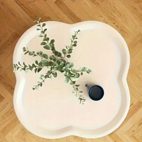 Mobilny stolik kawowy w kształcie koniczyny biały 37x37x46cm STL27B