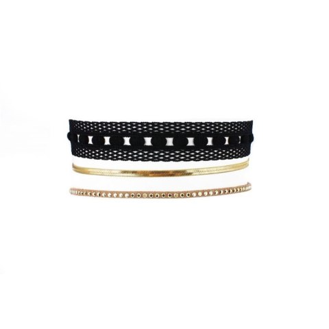 NASZYJNIK CHOKER KORONKA - CZERŃ N520CZ