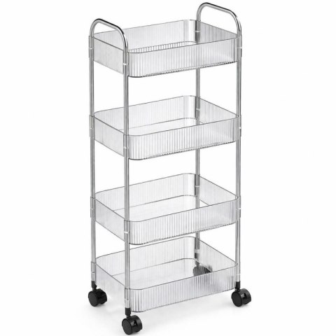 Ryflowany regał, szafka na kółkach, 4 poziomy, transparentny 36x26x95cm SZ54