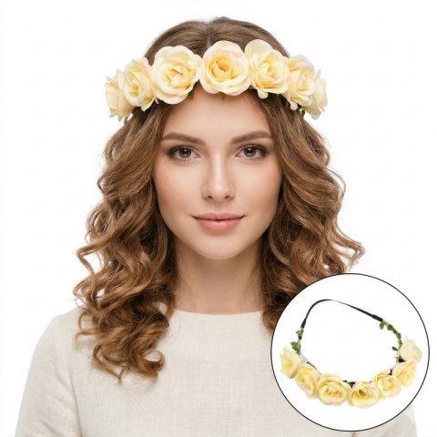 Wianek, opaska do włosów z kwiatów, delikatny wianuszek BOHO W43K