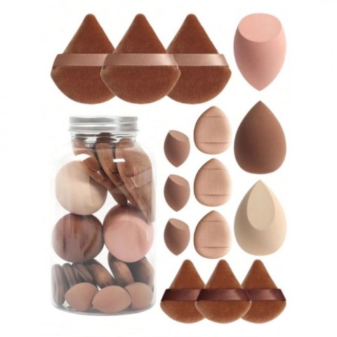 Zestaw 15 gąbeczek do makijażu BROWN CREAM DUO GB21BR