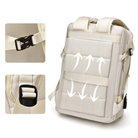 Plecak podróżny, kabinowy do samolotu, wodoodporny z USB, 44x30x16/26cm PL177