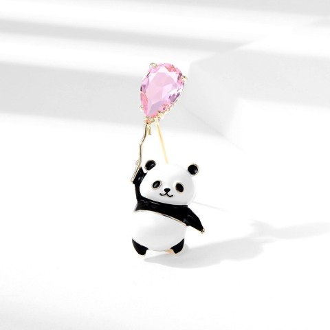 Broszka ozdobna Panda z kryształowym balonikiem BZ200