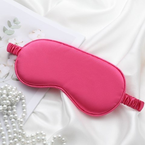 Maska na oczy do spania ELEGANT fuksja satynowa 20 x 9 cm OPK10F