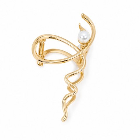 Spinka do włosów klamra ZŁOTA z PERŁĄ, metalowa mocna XL 12cm SP462