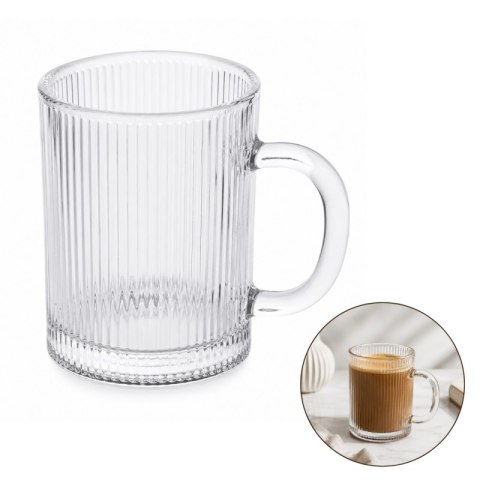 Szklanka 350ml ryflowana duża 1 szt do kawy, herbaty SZK212