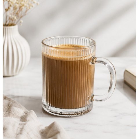 Szklanka 350ml ryflowana duża 1 szt do kawy, herbaty SZK212
