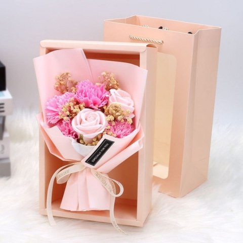 Bukiet zapachowych kwiatów mydlanych w pudełku 6 szt. flower box BUK09R
