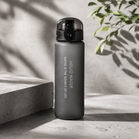 Butelka na wodę, sportowy bidon HELLO WATER 600ML czarny BD69