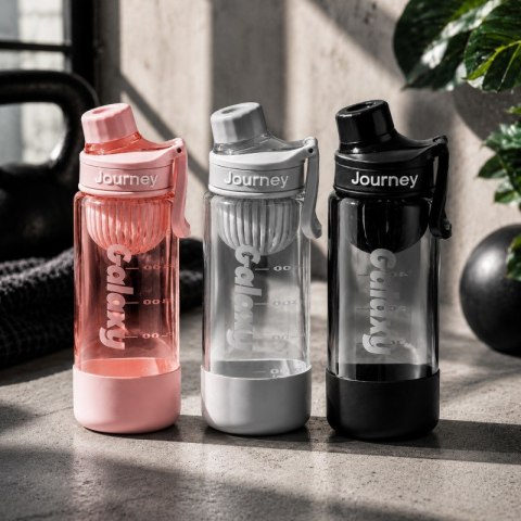 Butelka na wodę z uchwytem, sportowy bidon z miarką 680ML GALAXY różowy BD71R