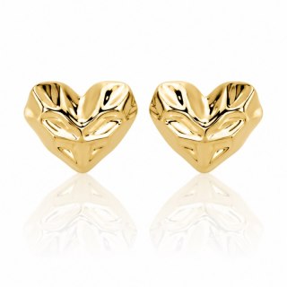 Kolczyki ze stali szlachetnej pozłacane 14k złotem Serca, ORGANIC HEART KST3588