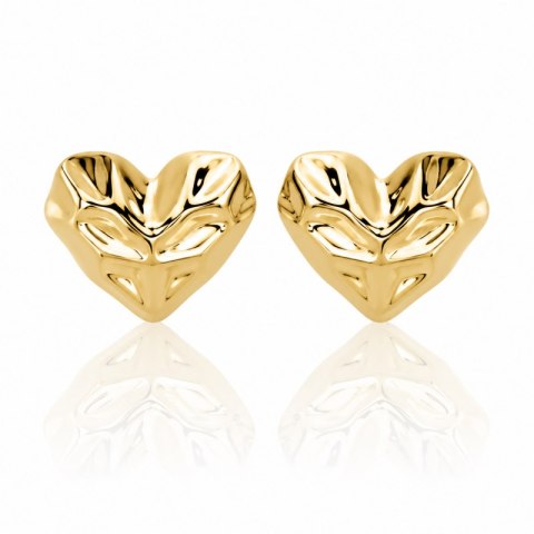 Kolczyki ze stali szlachetnej pozłacane 14k złotem Serca, ORGANIC HEART KST3588
